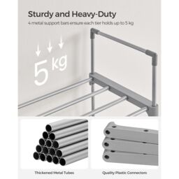 SONGMICS 10-Tier Metal Shoe Storage Organiser Customisable Space-Saving Design in Grey - thumbnail 4