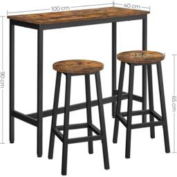 KORVIXA Dining Table Set, Bar Table & Stools in Brown - Size: 100 cm - thumbnail 2