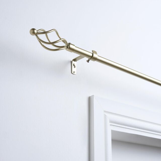 OHS Curtain Pole Extendable 16mm Metal Finnials Twist End Rings Rod Fittings in Natural - Size: 120 cm - image 1