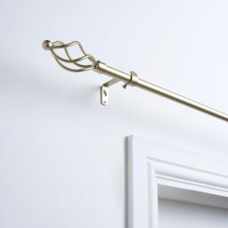 OHS Curtain Pole Extendable 16mm Metal Finnials Twist End Rings Rod Fittings in Natural - Size: 120 cm - thumbnail 1