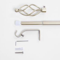 OHS Curtain Pole Extendable 16mm Metal Finnials Twist End Rings Rod Fittings in Natural - Size: 120 cm - thumbnail 4