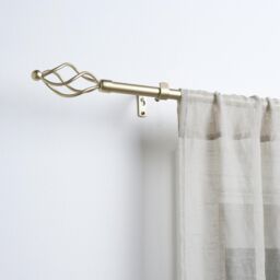 OHS Curtain Pole Extendable 16mm Metal Finnials Twist End Rings Rod Fittings in Natural - Size: 120 cm - thumbnail 3