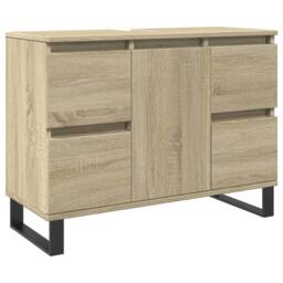 Berkfield Home Bathroom Cabinet Sonoma Oak 80x33x60 cm Engineered Wood in Brown - Size: 80 x 33 x 60 cm - thumbnail 2