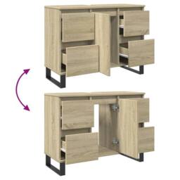 Berkfield Home Bathroom Cabinet Sonoma Oak 80x33x60 cm Engineered Wood in Brown - Size: 80 x 33 x 60 cm - thumbnail 6