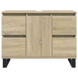 Berkfield Home Bathroom Cabinet Sonoma Oak 80x33x60 cm Engineered Wood in Brown - Size: 80 x 33 x 60 cm - thumbnail 3