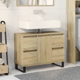 Berkfield Home Bathroom Cabinet Sonoma Oak 80x33x60 cm Engineered Wood in Brown - Size: 80 x 33 x 60 cm