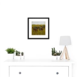 Artery8 Breitner Artillery Maneuver Army Horse Painting 8X8 Inch Square Wooden Framed Wall Art Print Picture with Mount in Black - thumbnail 2