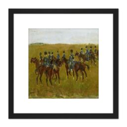 Artery8 Breitner Artillery Maneuver Army Horse Painting 8X8 Inch Square Wooden Framed Wall Art Print Picture with Mount in Black - thumbnail 1
