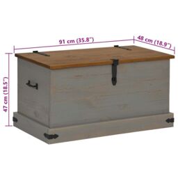 Berkfield Home Storage Chest HALDEN Grey 91x48x47 cm Solid Wood Pine - Size: 91 x 48 x 47 cm - thumbnail 9