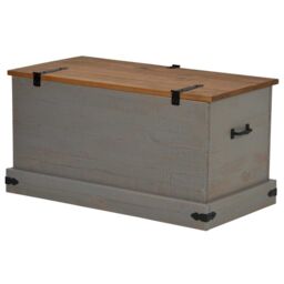 Berkfield Home Storage Chest HALDEN Grey 91x48x47 cm Solid Wood Pine - Size: 91 x 48 x 47 cm - thumbnail 5