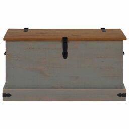 Berkfield Home Storage Chest HALDEN Grey 91x48x47 cm Solid Wood Pine - Size: 91 x 48 x 47 cm - thumbnail 3