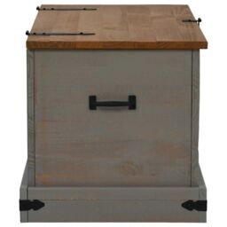 Berkfield Home Storage Chest HALDEN Grey 91x48x47 cm Solid Wood Pine - Size: 91 x 48 x 47 cm - thumbnail 4