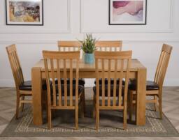 Thats Furniture Kuba 150 x 85 cm Chunky Medium Oak Dining Table & 6 Harvard Chairs in Brown - thumbnail 2