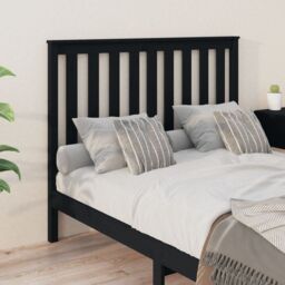 Berkfield Home Bed Headboard Black 146x6x101 cm Solid Wood Pine - Size: 146 x 6 x 101 cm - thumbnail 4