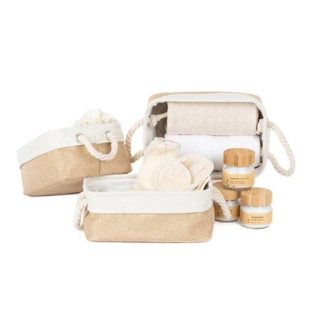 Hinsinc 3PCS MEDIUM Storage Basket Set Fabric in Beige - Size: 500mm - image 1