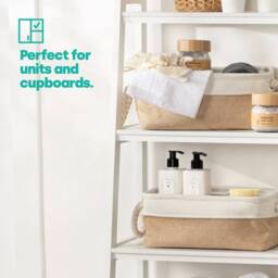 Hinsinc 3PCS MEDIUM Storage Basket Set Fabric in Beige - Size: 500mm - thumbnail 6