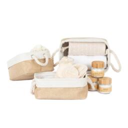 Hinsinc 3PCS MEDIUM Storage Basket Set Fabric in Beige - Size: 500mm