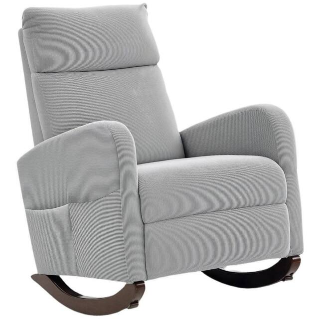 FORGEVIO Modern High Back Corduroy Leisure Rocking Chair in Grey - Size: 0.6m2 - image 1