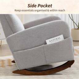 FORGEVIO Modern High Back Corduroy Leisure Rocking Chair in Grey - Size: 0.6m2 - thumbnail 4