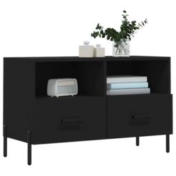 Berkfield Home TV Cabinet Black 80x36x50 cm Engineered Wood - Size: 80 x 36 x 50 cm - thumbnail 1