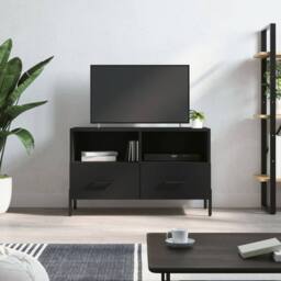 Berkfield Home TV Cabinet Black 80x36x50 cm Engineered Wood - Size: 80 x 36 x 50 cm - thumbnail 2