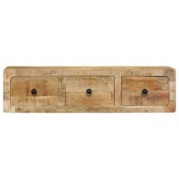 Berkfield Home Wall-mounted TV Cabinet 100x32x25 cm Solid Wood Rough Mango in Brown - Size: 100 x 32 x 25 cm - thumbnail 3