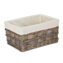 Red Hamper Wicker Set of 4 Grey Scandi Storage Basket With White Lining - thumbnail 3