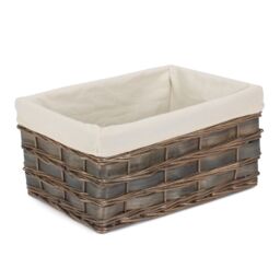 Red Hamper Wicker Set of 4 Grey Scandi Storage Basket With White Lining - thumbnail 4