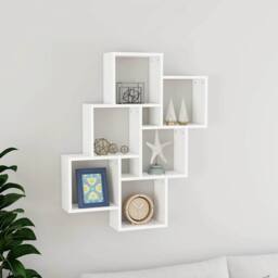 Berkfield Home Wall Cube Shelf White 78x15x93 cm Engineered Wood - Size: 78 x 15 x 93 cm - thumbnail 2
