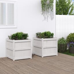 Berkfield Home Garden Planters 2 pcs White Solid Wood Pine