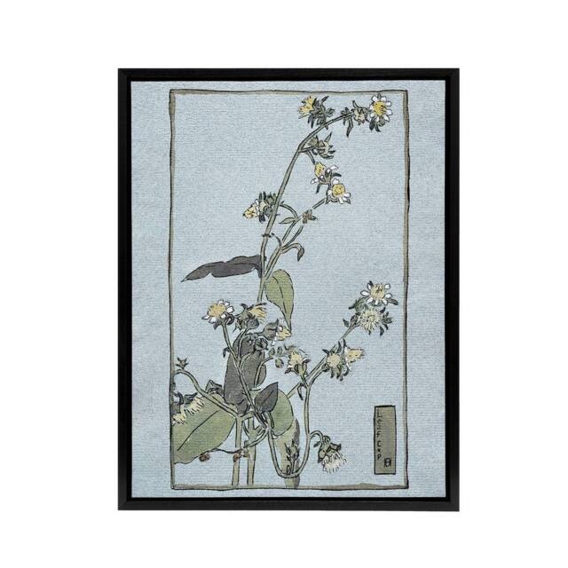 "Artery8 Leaf Cup Floral Painting Framed Canvas Wall Art Print Overbeck in Blue - Size: W12"" x H16""" - image 1