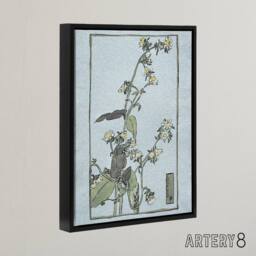 "Artery8 Leaf Cup Floral Painting Framed Canvas Wall Art Print Overbeck in Blue - Size: W12"" x H16""" - thumbnail 2