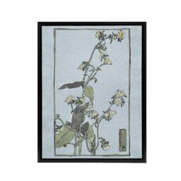 "Artery8 Leaf Cup Floral Painting Framed Canvas Wall Art Print Overbeck in Blue - Size: W12"" x H16""" - thumbnail 1