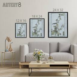 "Artery8 Leaf Cup Floral Painting Framed Canvas Wall Art Print Overbeck in Blue - Size: W12"" x H16""" - thumbnail 4