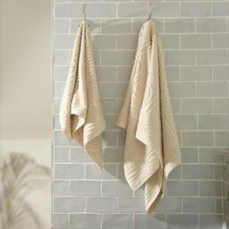 OHS Arch Jacquard Bath Hand Towel Cotton Bathroom Absorbent Quick Drying Cloth in Cream - thumbnail 3