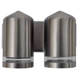 Berkfield Home LED Wall Lamp Stainless Steel Down with Cone Head in Silver - thumbnail 2