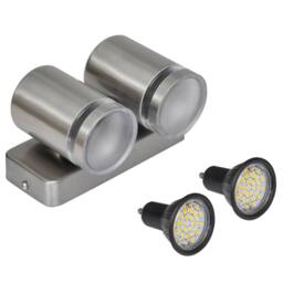 Berkfield Home LED Wall Lamp Stainless Steel Down with Cone Head in Silver - thumbnail 4