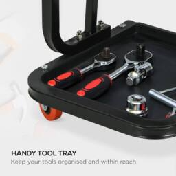 STILVORA Workshop Stool with Wheels & Tool Tray in Red - thumbnail 6