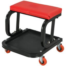 STILVORA Workshop Stool with Wheels & Tool Tray in Red - thumbnail 5