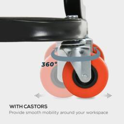 STILVORA Workshop Stool with Wheels & Tool Tray in Red - thumbnail 7