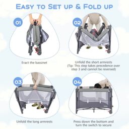 Gymax 6-in-1 Baby Travel Cot Folding Playpen With Changing Table Carry Bag in Dark Navy - thumbnail 5