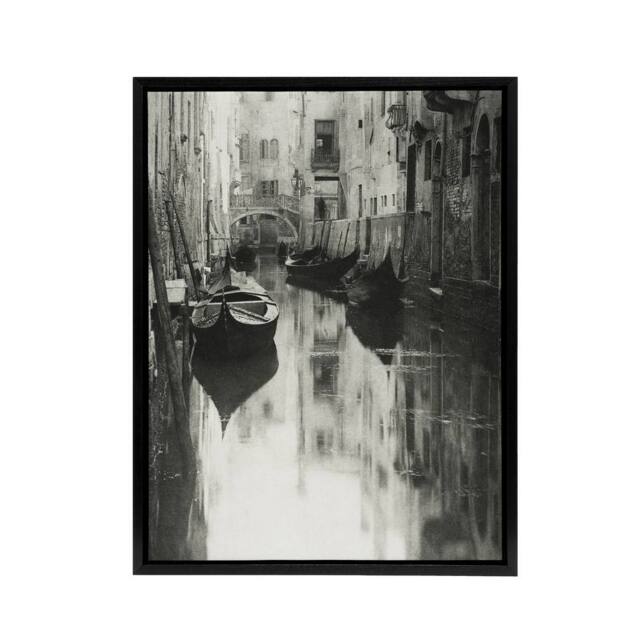 "Artery8 A Venetian Canal Photograph Alfred Stieglitz Framed Canvas Wall Art in Grey - Size: W12"" x H16""" - image 1
