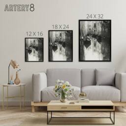 "Artery8 A Venetian Canal Photograph Alfred Stieglitz Framed Canvas Wall Art in Grey - Size: W12"" x H16""" - thumbnail 4