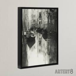 "Artery8 A Venetian Canal Photograph Alfred Stieglitz Framed Canvas Wall Art in Grey - Size: W12"" x H16""" - thumbnail 2