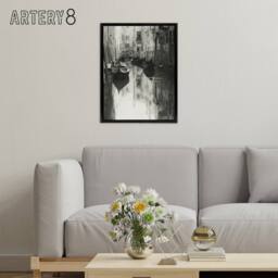 "Artery8 A Venetian Canal Photograph Alfred Stieglitz Framed Canvas Wall Art in Grey - Size: W12"" x H16""" - thumbnail 3