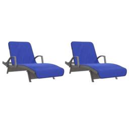 Berkfield Home Beach Towels 2 pcs Royal Blue 75x200 cm Fabric 400 GSM - thumbnail 4