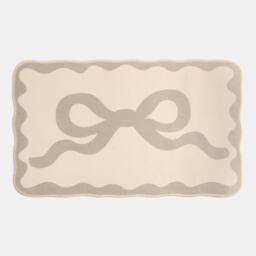 OHS Bow Velvet Bath Mat Soft Absorbent Shower Rug in Natural - thumbnail 3