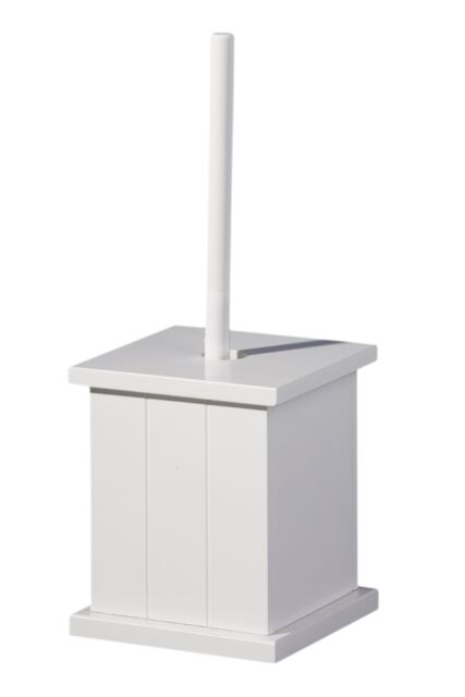Orsina White Wooden Toilet Brush Holder, Sturdy Loo Brush & Holder Set, Durable Pine Wood, Bathroom Cleaning Accessory - image 1