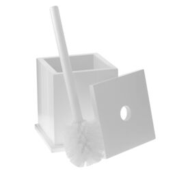 Orsina White Wooden Toilet Brush Holder, Sturdy Loo Brush & Holder Set, Durable Pine Wood, Bathroom Cleaning Accessory - thumbnail 3