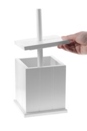 Orsina White Wooden Toilet Brush Holder, Sturdy Loo Brush & Holder Set, Durable Pine Wood, Bathroom Cleaning Accessory - thumbnail 2